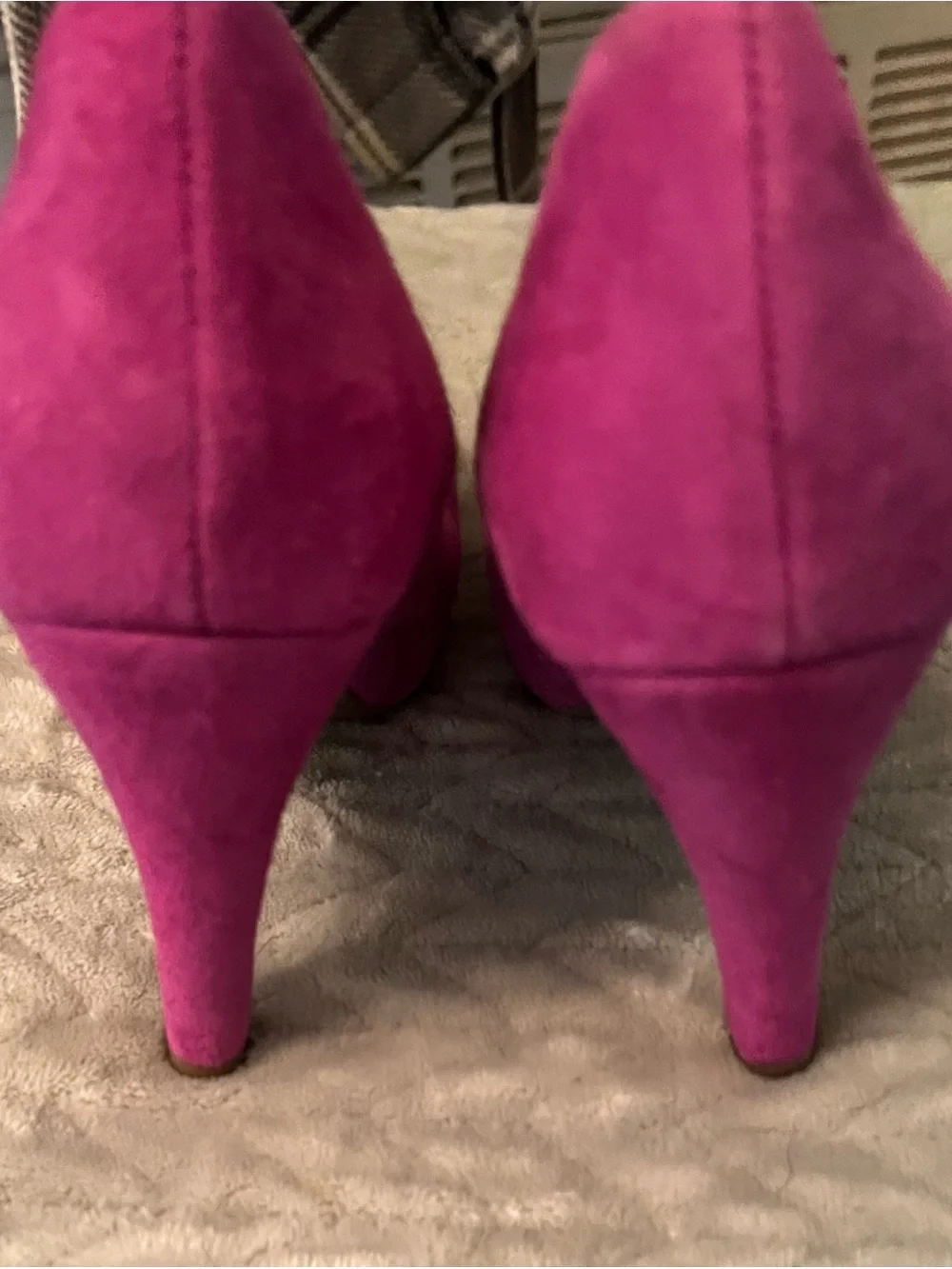 Franco Sarto Magenta Suede Almond-Toe Pumps